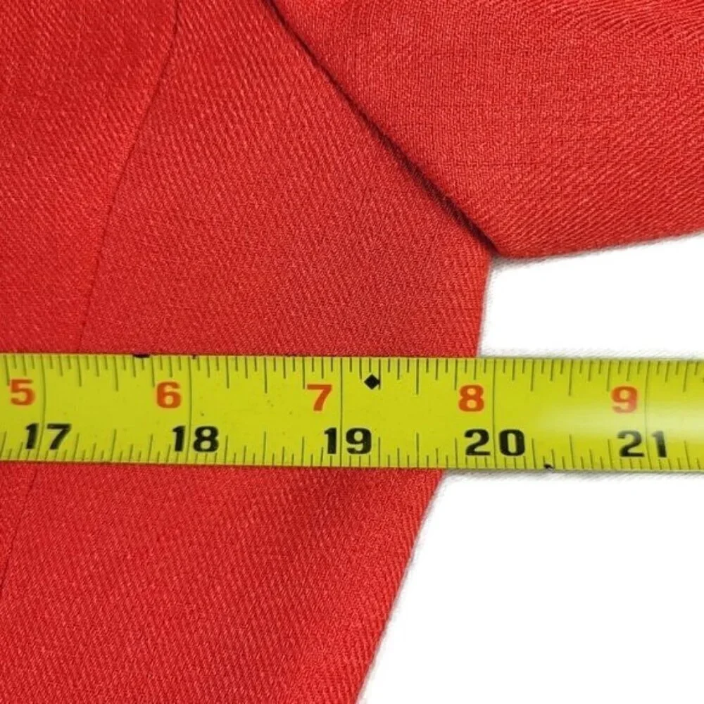Le Suit Essentials Blazer Women Size 10 Orange Slit Cuffs Textured 3/4 Sleeve